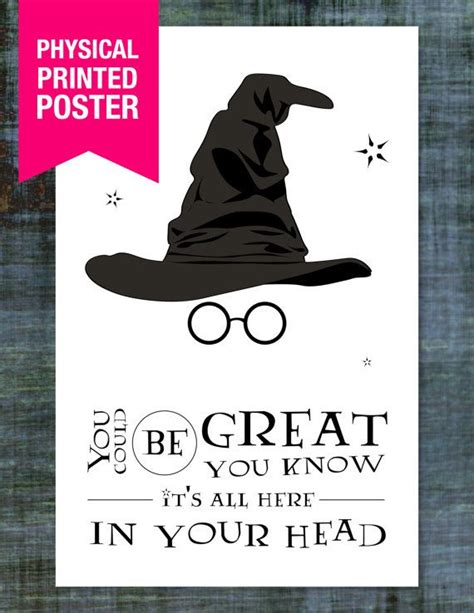 Harry Potter Inspired Sorting Hat Poster | Sorting Hat Typographical Quote | Printed Poster ...