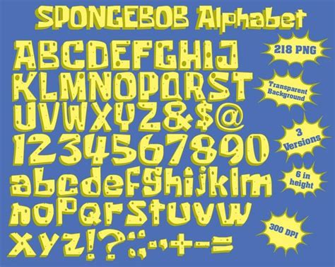 Spongebob Squarepants Full Alphabet Numbers and Symbols 218 | Etsy in 2020 | Spongebob birthday ...