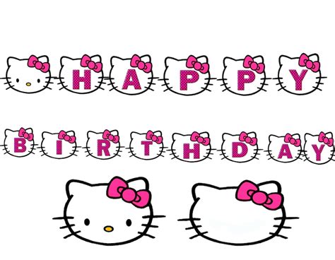 Printable Hello Kitty Curly birthday banner digital Hello | Etsy