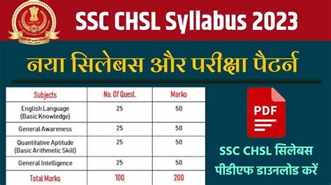 SSC CHSL syllabus 2023 | SSC CHSL ka exam Pattern 2023 | SSC CHSL teir 1 ka full syllabus - YouTube