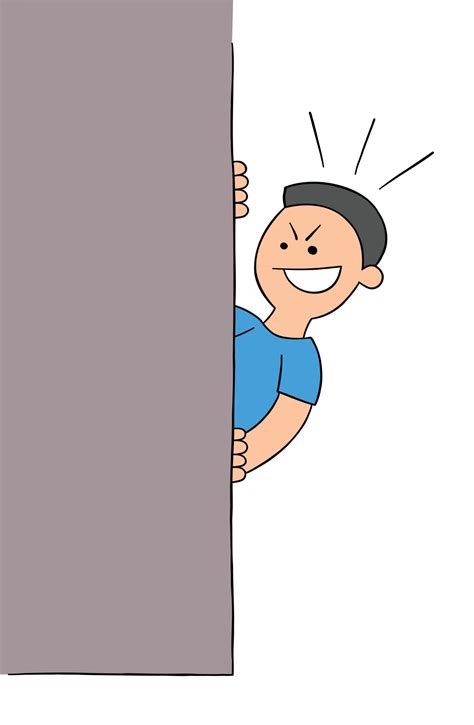 Cartoon Sneaky Man Hiding Behind the Wall Vector Illustration 2889585 Vector Art at Vecteezy