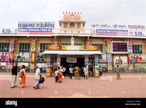 Passengers and railway station of Madurai ; Tamil Nadu ; India Stock ...