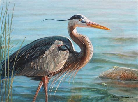 Great blue heron Painting by Gregory Doroshenko | Pixels