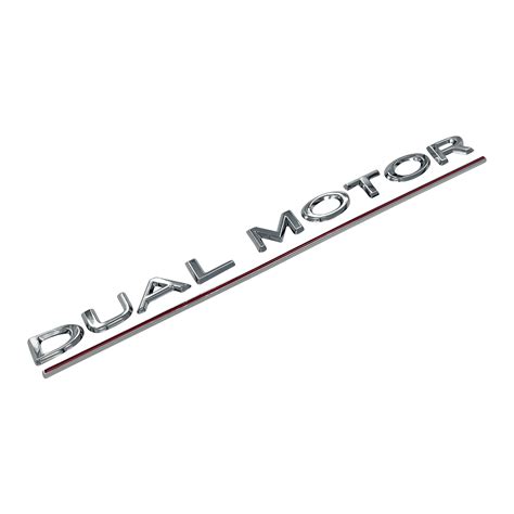 Chrome Tesla DUAL MOTOR Rear Emblem - Driverse.dk