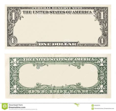 Blank one dollar bill stock photo. Image of frame, empty - 65623976 | One dollar bill, Dollar ...