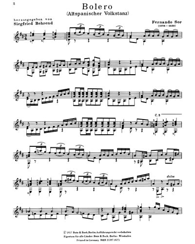 Bolero Sheet Music by Fernando Sor | nkoda | Free 7 days trial