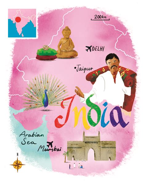 India map by Scott Jessop. September 2013 issue India Map, Travel Magazines, September 2013 ...