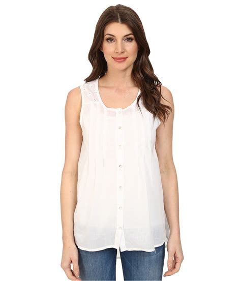 Jag jeans Ophelia Cotton Sleeveless Top in White | Lyst