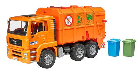 Buy Bruder - MAN TGA Rear Loading Garbage Truck Orange 02760