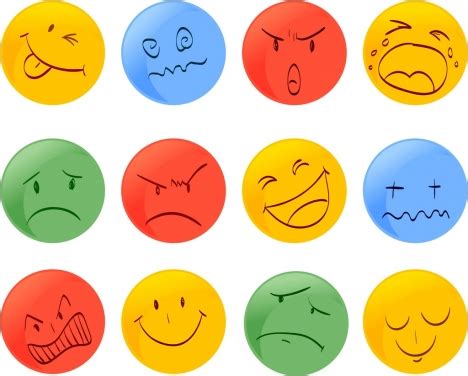 Emotional faces icons collection colored round design vectors stock in format for free download ...