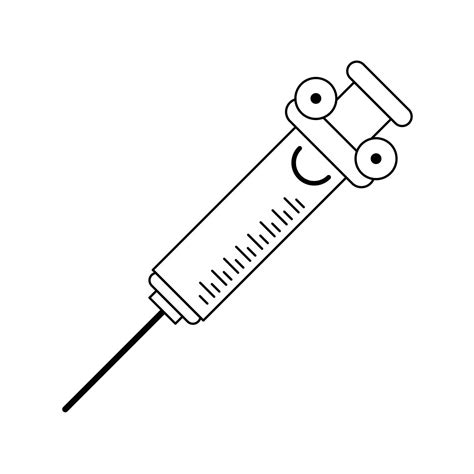 Medical syringe cute cartoon in black and white 2703037 Vector Art at Vecteezy