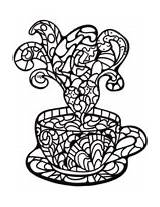 Zentangle Table With Desserts Coloring Page Free sketch template