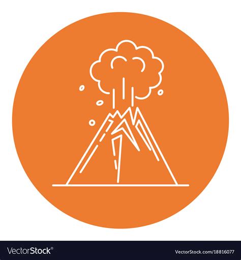 Volcano eruption icon in thin line style Vector Image