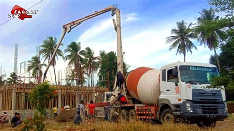 SWIVEL !! Ready mix concrete pump truck , Pengecoran plat dan ringbalk pesantren - YouTube