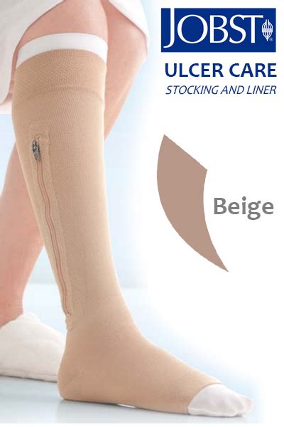 Jobst UlcerCare Beige Compression Stocking with Zip and Liner - Compression Stockings