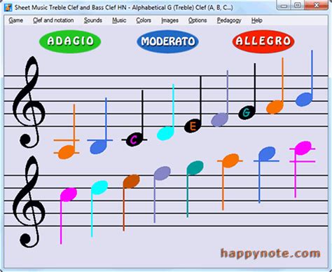 Pedagogy menu and color music notes to read music easily