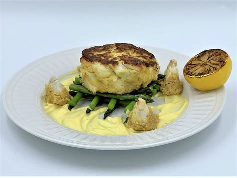 Jumbo Lump Crab Cake with Asparagus, Roasted Lemon Hollandaise and Jumbo Lump "Crab Cake Bites ...