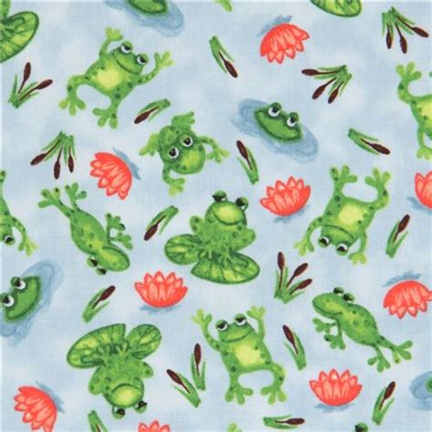 cute light blue frog animal fabric Froggin Around Blank Quilting USA - modeS4u