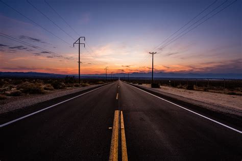 Concrete road, road, sunset, desert, clouds HD wallpaper | Wallpaper Flare