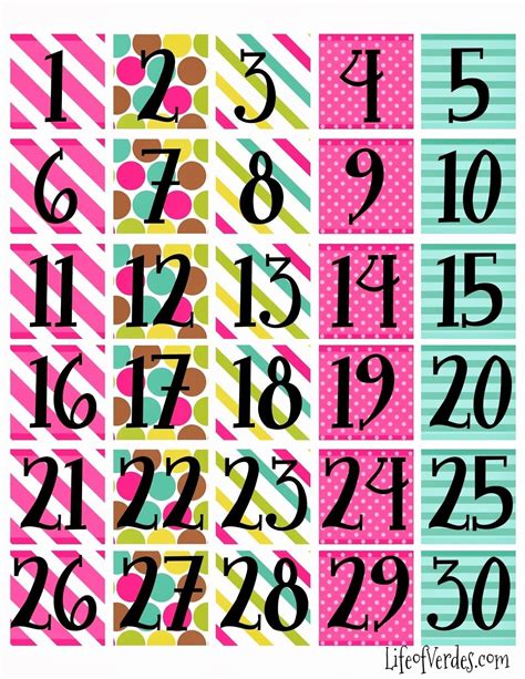 Large Printable Calendar Numbers 1-31 | Printable calendar numbers, Calendar numbers, Printable ...