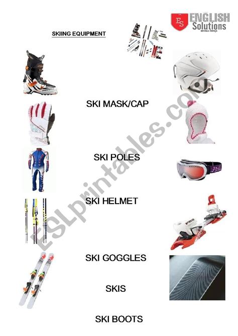 Skiing Equipment - ESL worksheet by rafaelaf