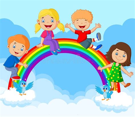 Coloring Page with Cute Kawaii Rainbow. Color by Numbers Stock Vector - Illustration of ...