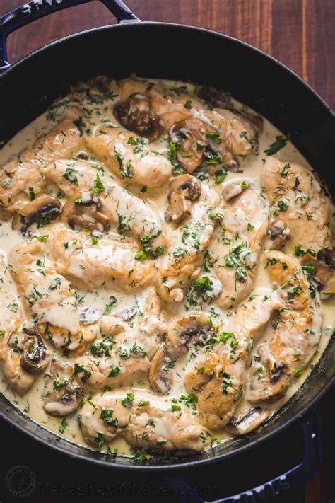 This Creamy Herb Mushroom Chicken Recipe is a crowd pleasing, one-pan 30-minute chicken dinner ...