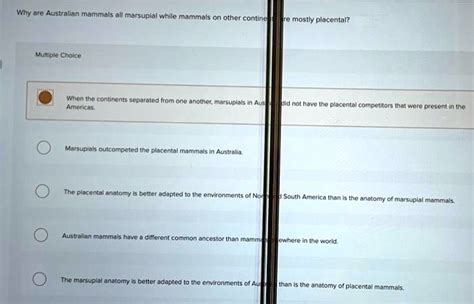 SOLVED: Why are Australian mammals all marsupial while mammals on other continents are mostly ...