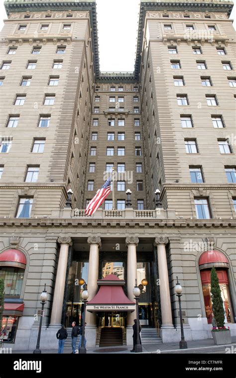 Entrance and facade of the Westin St Francis Hotel in San Francisco ...