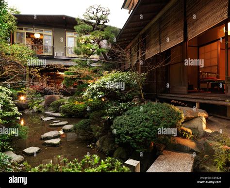 Japanese ryokan hotel with a garden. Kyoto, Japan Stock Photo - Alamy