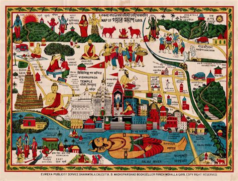 Pictorial map of the Indian holy city of Gaya - Rare & Antique Maps