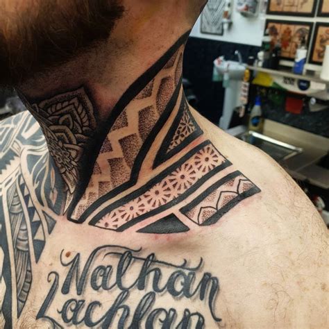 Geometric tribal neck and throat for tough as fuck Keiran kmeeks31 , always blows my mind 🤯💪 ...