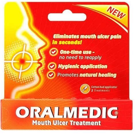 Oralmedic Gel Mouth Ulcer and Canker Sore Treatment, Instant Pain Relief - 2 Treatments ...