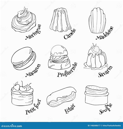 French Pastries Drawings