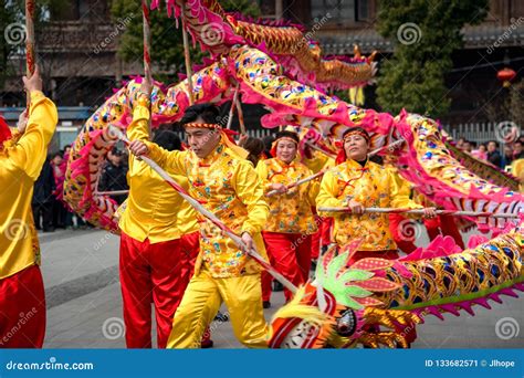 Chinese People Folk Custom Dragon Dance in Wuhan City,china Editorial ...