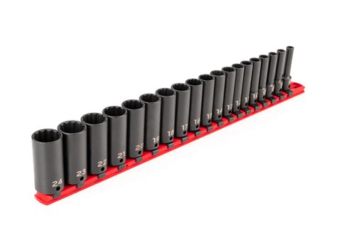 19-Piece 3/8 Inch Drive Deep 12-Point Impact Socket Set | TEKTON