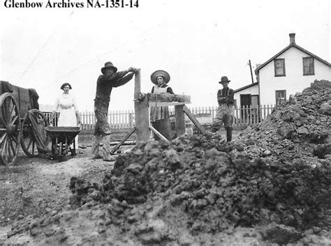 Title: Digging a water well on farm in southern Alberta. Date: [ca. 1910s]