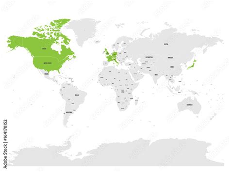 Fototapeta: Group of Seven countries, G7, highlighted in the World map ...