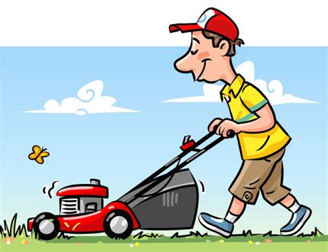 Man Mowing Lawn Illustrations, Royalty-Free Vector Graphics & Clip Art ...