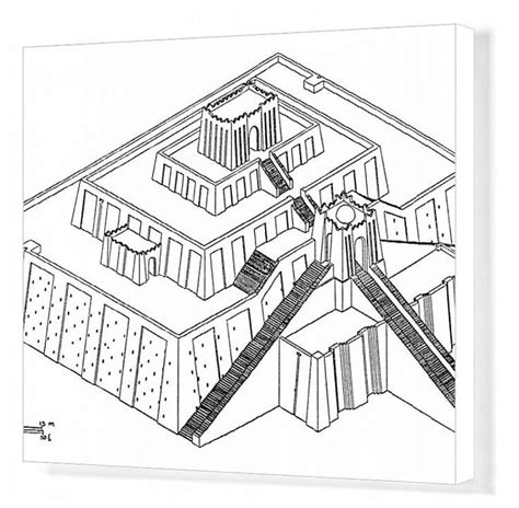 Print of ZIGGURAT OF UR-NAMMU. Projection of a reconstruction of the ziggurat of Ur-Nammu at Ur ...