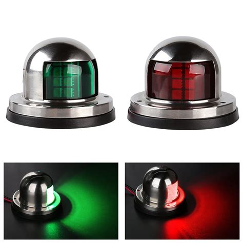 LEANINGTECH One Pair Marine Boat Yacht Light 12V Stainless Steel LED Bow Navigation Lights ...