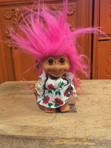 Pink Haired Troll Russ Troll Doll Pink Hair Flowered - Etsy