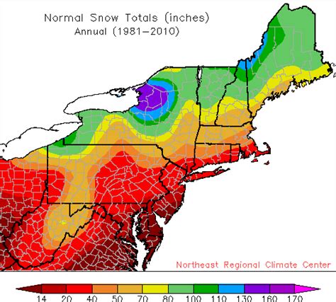 normal snowfall totals for northeast/Mid-Atlantic | New york city map, Physical geography, Geography