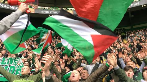 Celtic FC fans fly Palestine flags for Gaza protest victims