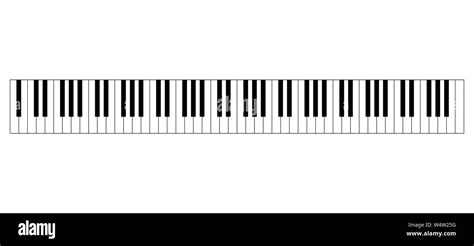 Grand piano keyboard layout with 88 keys. 52 white and 36 black keys, 7 ...