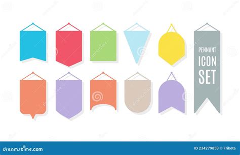 Pennant Icon Set. Colorful Symbols. Vector Illustration, Flat Design ...