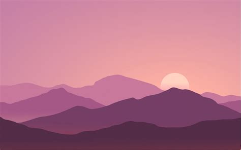 Premium Vector | Minimalist mountain range landscape sunset