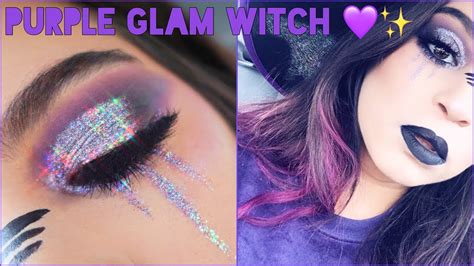 Purple Glam Witch Halloween Makeup 💜 TheSheeebs - YouTube