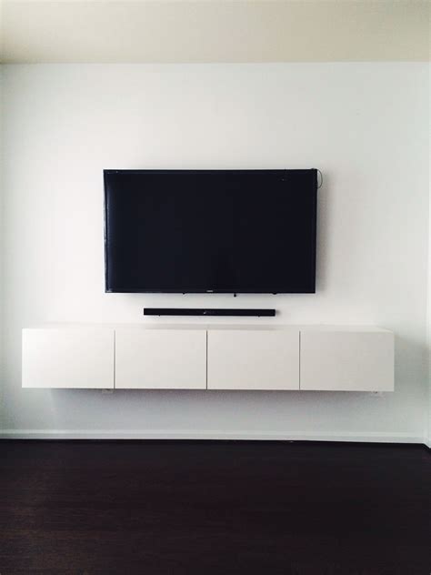 IKEA BESTÅ media console. Mounted tv with hidden wires. Now that's clean. | Tv wall shelves ...