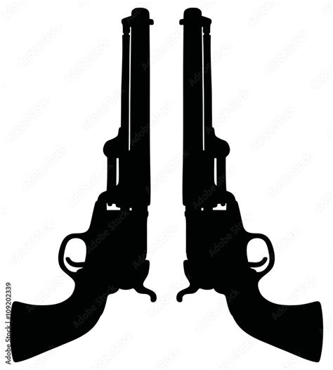 Classic Wild West handguns / Hand drawing, vector illustration Stock ...